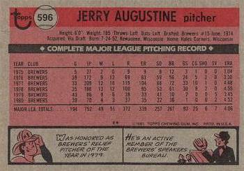 1981 Topps #596 Jerry Augustine Back
