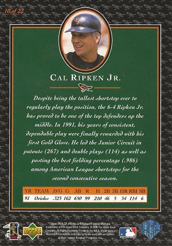 1996 Upper Deck Cal Ripken Collection 3x5 #10 Cal Ripken Jr. Back