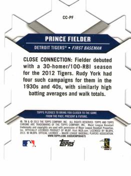 2013 Topps Chrome - Chrome Connections Die Cuts #CC-PF Prince Fielder Back