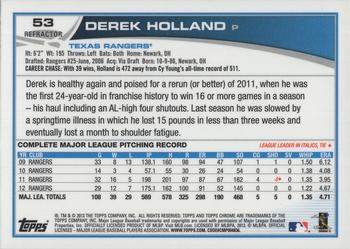 2013 Topps Chrome - Refractors #53 Derek Holland Back