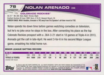 2013 Topps Chrome - Refractors #78 Nolan Arenado Back