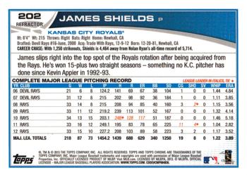 2013 Topps Chrome - Refractors #202 James Shields Back