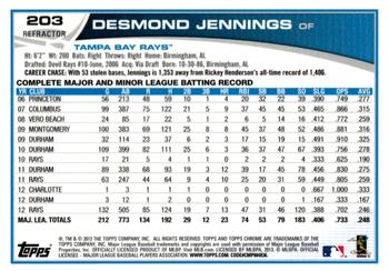2013 Topps Chrome - Refractors #203 Desmond Jennings Back