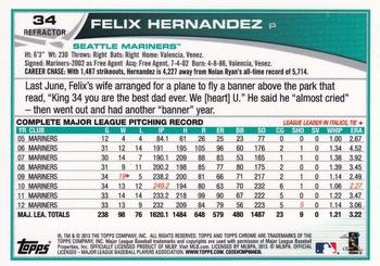 2013 Topps Chrome - X-Fractors #34 Felix Hernandez Back