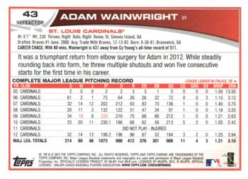 2013 Topps Chrome - X-Fractors #43 Adam Wainwright Back