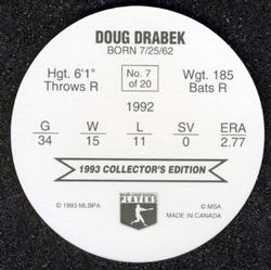 1993 Ben's Bakers Super Pitchers Discs #7 Doug Drabek Back