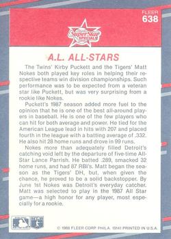 1988 Fleer - Glossy #638 Matt Nokes / Kirby Puckett Back