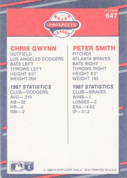 1988 Fleer - Glossy #647 Chris Gwynn / Peter Smith Back