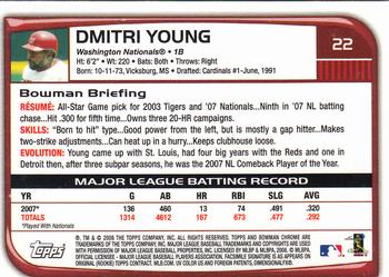 2008 Bowman Chrome #22 Dmitri Young Back