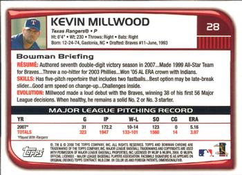 2008 Bowman Chrome #28 Kevin Millwood Back