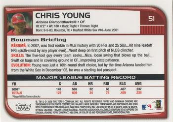 2008 Bowman Chrome #51 Chris Young Back
