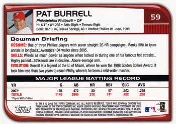 2008 Bowman Chrome #59 Pat Burrell Back