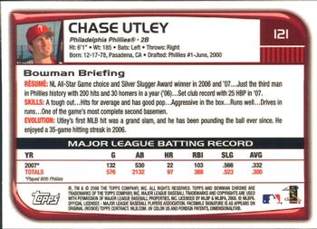 2008 Bowman Chrome #121 Chase Utley Back