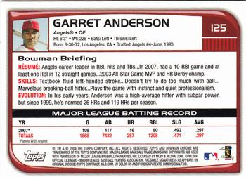 2008 Bowman Chrome #125 Garret Anderson Back