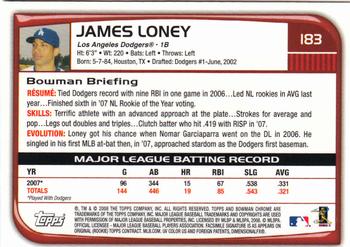 2008 Bowman Chrome #183 James Loney Back