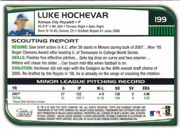 2008 Bowman Chrome #199 Luke Hochevar Back