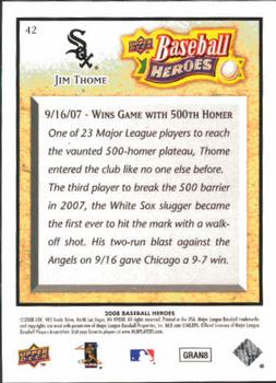 2008 Upper Deck Baseball Heroes #42 Jim Thome Back