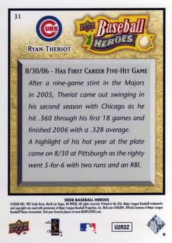 2008 Upper Deck Baseball Heroes #31 Ryan Theriot Back
