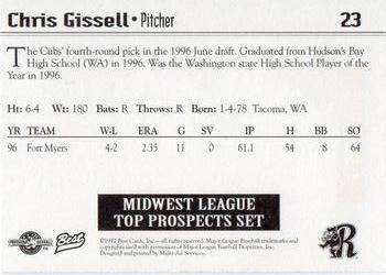 1997 Best Midwest League Top Prospects #23 Chris Gissell Back