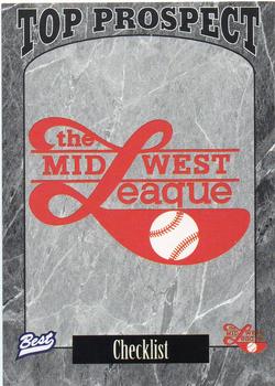 1997 Best Midwest League Top Prospects #30 Checklist Front