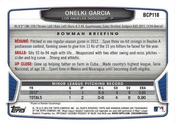 2013 Bowman Chrome - Prospects #BCP118 Onelki Garcia Back