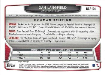 2013 Bowman Chrome - Prospects #BCP124 Dan Langfield Back
