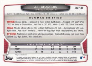 2013 Bowman Chrome - Prospects #BCP137 J.T. Chargois Back