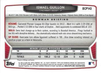 2013 Bowman Chrome - Prospects #BCP143 Ismael Guillon Back