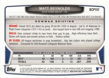 2013 Bowman Chrome - Prospects #BCP157 Matt Reynolds Back