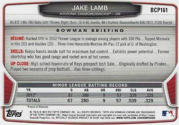 2013 Bowman Chrome - Prospects #BCP161 Jake Lamb Back