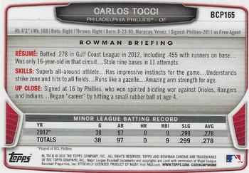 2013 Bowman Chrome - Prospects #BCP165 Carlos Tocci Back