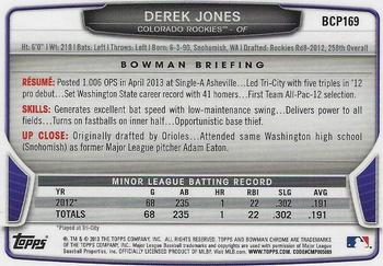 2013 Bowman Chrome - Prospects #BCP169 Derek Jones Back