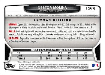2013 Bowman Chrome - Prospects #BCP173 Nestor Molina Back