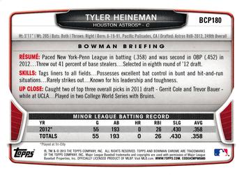 2013 Bowman Chrome - Prospects #BCP180 Tyler Heineman Back
