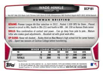 2013 Bowman Chrome - Prospects #BCP181 Wade Hinkle Back