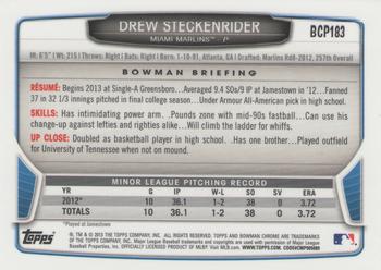2013 Bowman Chrome - Prospects #BCP183 Drew Steckenrider Back