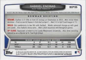 2013 Bowman Chrome - Prospects #BCP195 Gabriel Encinas Back