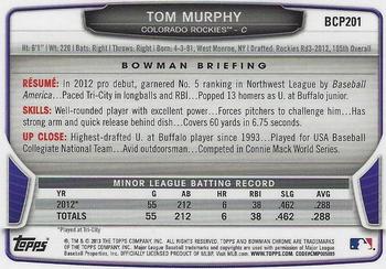 2013 Bowman Chrome - Prospects #BCP201 Tom Murphy Back