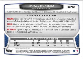 2013 Bowman Chrome - Prospects #BCP204 Rafael Montero Back