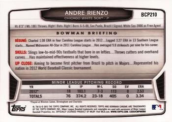 2013 Bowman Chrome - Prospects #BCP210 Andre Rienzo Back