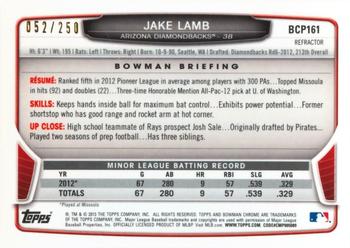 2013 Bowman Chrome - Prospects Blue Refractors #BCP161 Jake Lamb Back