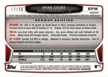 2013 Bowman Chrome - Prospects Gold Refractors #BCP166 Ryan Court Back