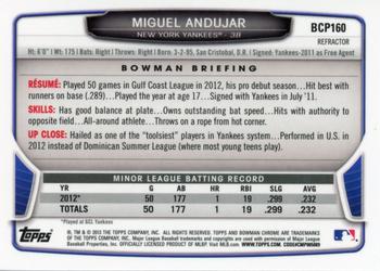 2013 Bowman Chrome - Prospects Refractors #BCP160 Miguel Andujar Back