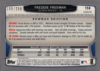 2013 Bowman Chrome - Blue Refractors #114 Freddie Freeman Back