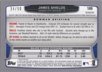 2013 Bowman Chrome - Gold Refractors #109 James Shields Back