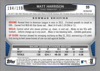 2013 Bowman Chrome - Purple Refractors #99 Matt Harrison Back