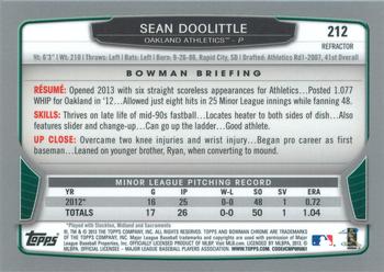 2013 Bowman Chrome - Refractors #212 Sean Doolittle Back