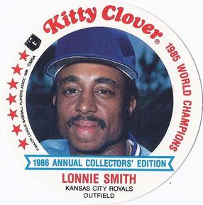 1986 Kitty Clover Kansas City Royals Discs #1 Lonnie Smith Front