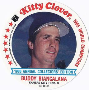1986 Kitty Clover Kansas City Royals Discs #2 Buddy Biancalana Front