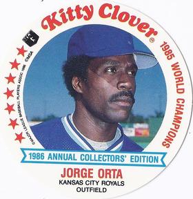 1986 Kitty Clover Kansas City Royals Discs #6 Jorge Orta Front